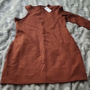 Abercrombie & Fitch One Shoulder Dress in Warm Brown